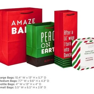 Hallmark Funny Christmas Gift Bags 8 Assorted Sizes. Brand New.